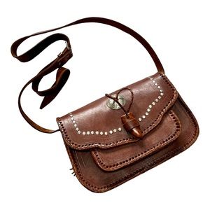 Vintage Tooled Leather Crossbody Bag